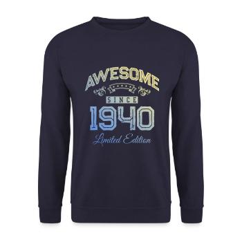 1940 awesome since - Unisex Sweatshirt - navy - Front - Alina (178cm) & Michal (187cm)