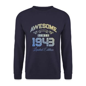 Awesome Since (1943) - Unisex Sweatshirt - navy - Front - Alina (178cm) & Michal (187cm)