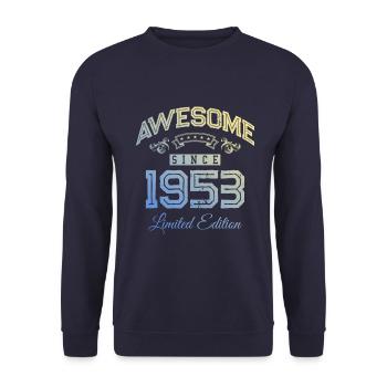 Awesome Since (1953) - Unisex Sweatshirt - navy - Front - Alina (178cm) & Michal (187cm)