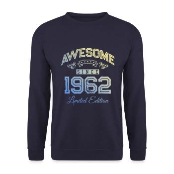 1962 awesome since - Unisex Sweatshirt - navy - Front - Alina (178cm) & Michal (187cm)