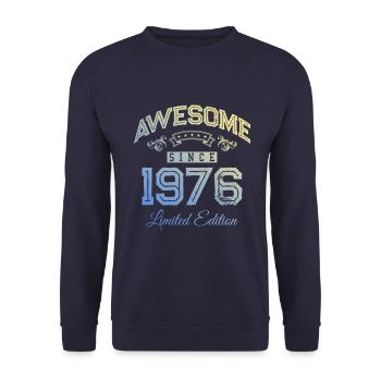 Awesome Since (1976) - Unisex Sweatshirt - navy - Front - Alina (178cm) & Michal (187cm)