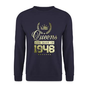 Queens born in 1948 - Unisex Sweatshirt - navy - Front - Alina (178cm) & Michal (187cm)