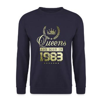 Queens born in 1983 - Unisex Pullover - Navy - Vorne - Alina (178cm) & Michal (187cm)