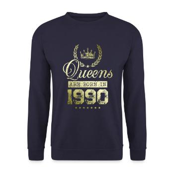 Queens born in 1990 - Unisex Pullover - Navy - Vorne - Alina (178cm) & Michal (187cm)