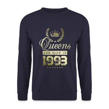 Queens born in 1993 - Unisex Pullover - Navy - Vorne - Alina (178cm) & Michal (187cm)
