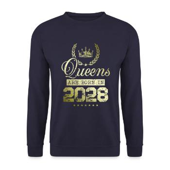 Queens born in 2028 - Unisex Pullover - Navy - Vorne - Alina (178cm) & Michal (187cm)