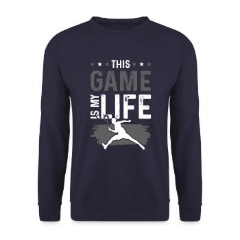 badminton leben - Unisex Pullover - Navy - Vorne - Alina (178cm) & Michal (187cm)