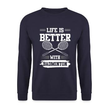 Badminton funny saying - Unisex Sweatshirt - navy - Front - Alina (178cm) & Michal (187cm)