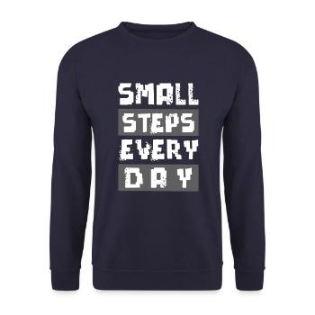 erfolg kleine schritte - Unisex Pullover - Navy - Vorne - Alina (178cm) & Michal (187cm)