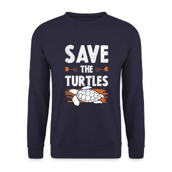 Bien-être animal tortue - Sweat-shirt Unisexe - marine - Devant - Alina (178cm) & Michal (187cm)