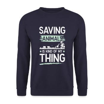 Drôle de dicton sur le bien-être animal - Sweat-shirt Unisexe - marine - Devant - Alina (178cm) & Michal (187cm)