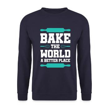 backen bäcker - Unisex Pullover - Navy - Vorne - Alina (178cm) & Michal (187cm)