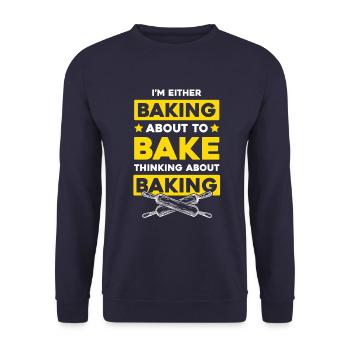backen bäcker - Unisex Pullover - Navy - Vorne - Alina (178cm) & Michal (187cm)