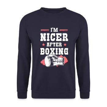 boxer boxen - Unisex Pullover - Navy - Vorne - Alina (178cm) & Michal (187cm)
