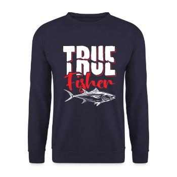 Fidèle pêcheur pêchant dicton - Sweat-shirt Unisexe - marine - Devant - Alina (178cm) & Michal (187cm)