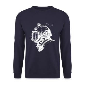 Taucherhelm Tauchen Apnoe Vintage - Unisex Pullover - Navy - Vorne - Alina (178cm) & Michal (187cm)