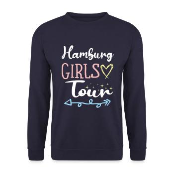 Visite des filles de Hambourg - Sweat-shirt Unisexe - marine - Devant - Alina (178cm) & Michal (187cm)
