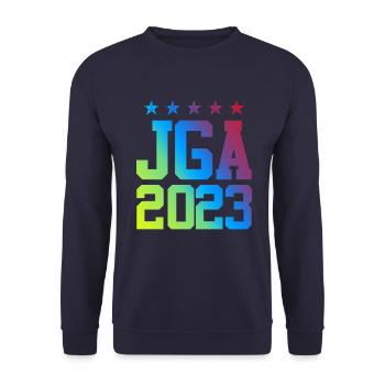Jga 2023 Junggesellenabschied - Unisex Pullover - Navy - Vorne - Alina (178cm) & Michal (187cm)