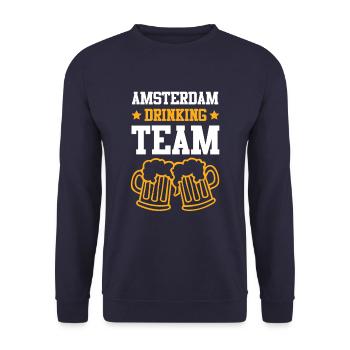 Équipe de buveurs d’Amsterdam - Sweat-shirt Unisexe - marine - Devant - Alina (178cm) & Michal (187cm)