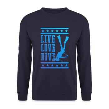 Life, Love, Diving - Unisex Sweatshirt - navy - Front - Alina (178cm) & Michal (187cm)