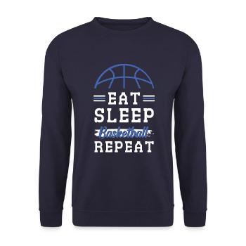 Eat Sleep Basketball Repeat - Unisex Sweatshirt - navy - Front - Alina (178cm) & Michal (187cm)