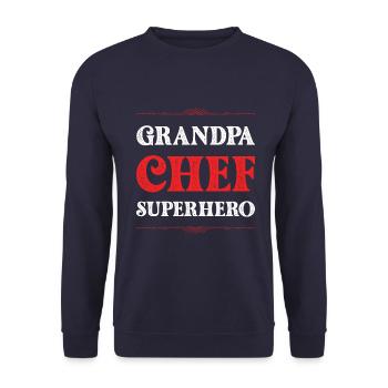Grand-père chef super-héros - Sweat-shirt Unisexe - marine - Devant - Alina (178cm) & Michal (187cm)