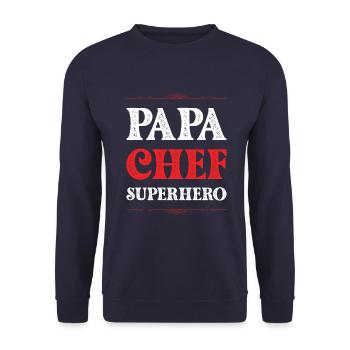 Papa Super-héros Papa - Sweat-shirt Unisexe - marine - Devant - Alina (178cm) & Michal (187cm)