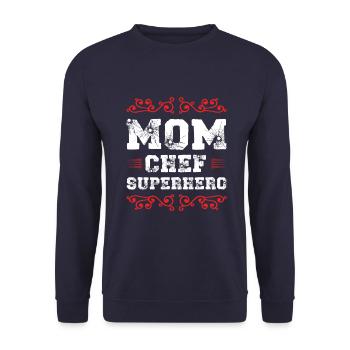 Maman Chef Super-héros Maman - Sweat-shirt Unisexe - marine - Devant - Alina (178cm) & Michal (187cm)