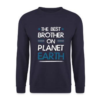Bester Bruder Spruch - Unisex Pullover - Navy - Vorne - Alina (178cm) & Michal (187cm)