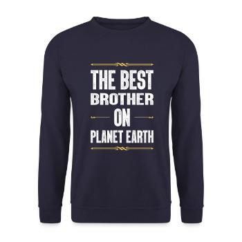Bester Bruder Spruch - Unisex Pullover - Navy - Vorne - Alina (178cm) & Michal (187cm)
