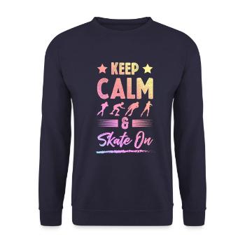Restez calme patinez - Sweat-shirt Unisexe - marine - Devant - Alina (178cm) & Michal (187cm)