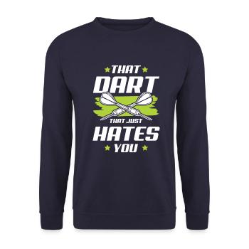 darts dart - Unisex Pullover - Navy - Vorne - Alina (178cm) & Michal (187cm)