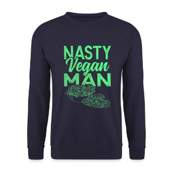 Homme végétalien - Sweat-shirt Unisexe - marine - Devant - Alina (178cm) & Michal (187cm)