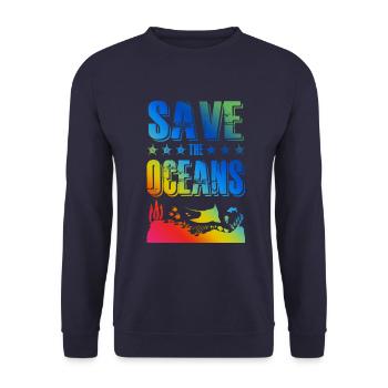 save the ocean - Unisex Pullover - Navy - Vorne - Alina (178cm) & Michal (187cm)