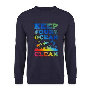 ozean sauber halten - Unisex Pullover - Navy - Vorne - Alina (178cm) & Michal (187cm)