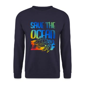 Sauvez la tortue de l’océan - Sweat-shirt Unisexe - marine - Devant - Alina (178cm) & Michal (187cm)