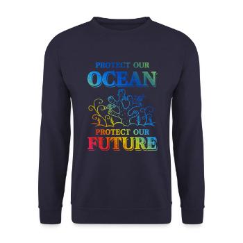 save the ocean - Unisex Pullover - Navy - Vorne - Alina (178cm) & Michal (187cm)