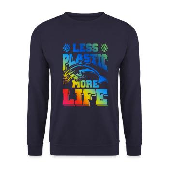 plastik save the ocean - Unisex Pullover - Navy - Vorne - Alina (178cm) & Michal (187cm)