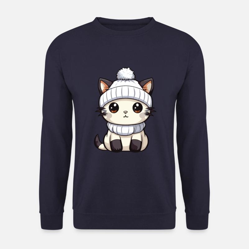 Cat Winter Comic Cute - Unisex Sweatshirt - navy