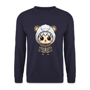 Mouse Winter Comic Cute - Unisex Sweatshirt - navy - Front - Alina (178cm) & Michal (187cm)