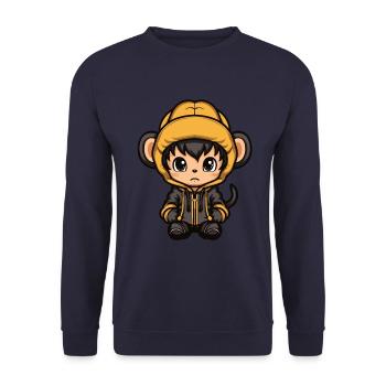 Monkey Winter Comic Cute - Unisex Sweatshirt - navy - Front - Alina (178cm) & Michal (187cm)