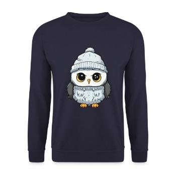 Hibou Hiver Bande Dessinée Mignon - Sweat-shirt Unisexe - marine - Devant - Alina (178cm) & Michal (187cm)