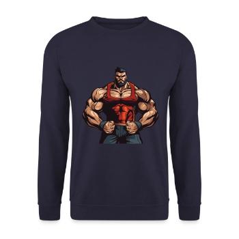 Bodybuilder Muscles Gym Workout - Unisex Sweatshirt - navy - Front - Alina (178cm) & Michal (187cm)