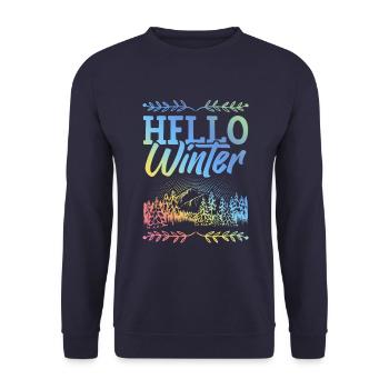 Winter Spruch - Unisex Pullover - Navy - Vorne - Alina (178cm) & Michal (187cm)