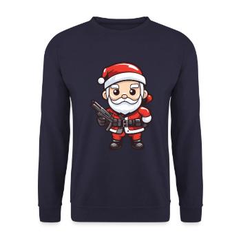 Santa Claus Gun Santa Christmas - Unisex Sweatshirt - navy - Front - Alina (178cm) & Michal (187cm)