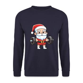 Père Noël haltères gym Noël - Sweat-shirt Unisexe - marine - Devant - Alina (178cm) & Michal (187cm)