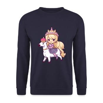 Princesse Cheval Mignon - Sweat-shirt Unisexe - marine - Devant - Alina (178cm) & Michal (187cm)
