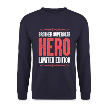 Best Brother Hero Saying - Unisex Sweatshirt - navy - Front - Alina (178cm) & Michal (187cm)