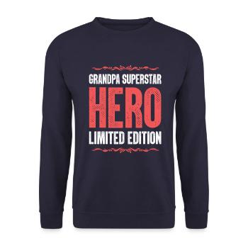 Best Grandpa Hero Saying - Unisex Sweatshirt - navy - Front - Alina (178cm) & Michal (187cm)
