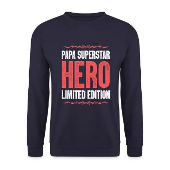 Meilleur Papa Héros Disant Papa Fête des Pères - Sweat-shirt Unisexe - marine - Devant - Alina (178cm) & Michal (187cm)